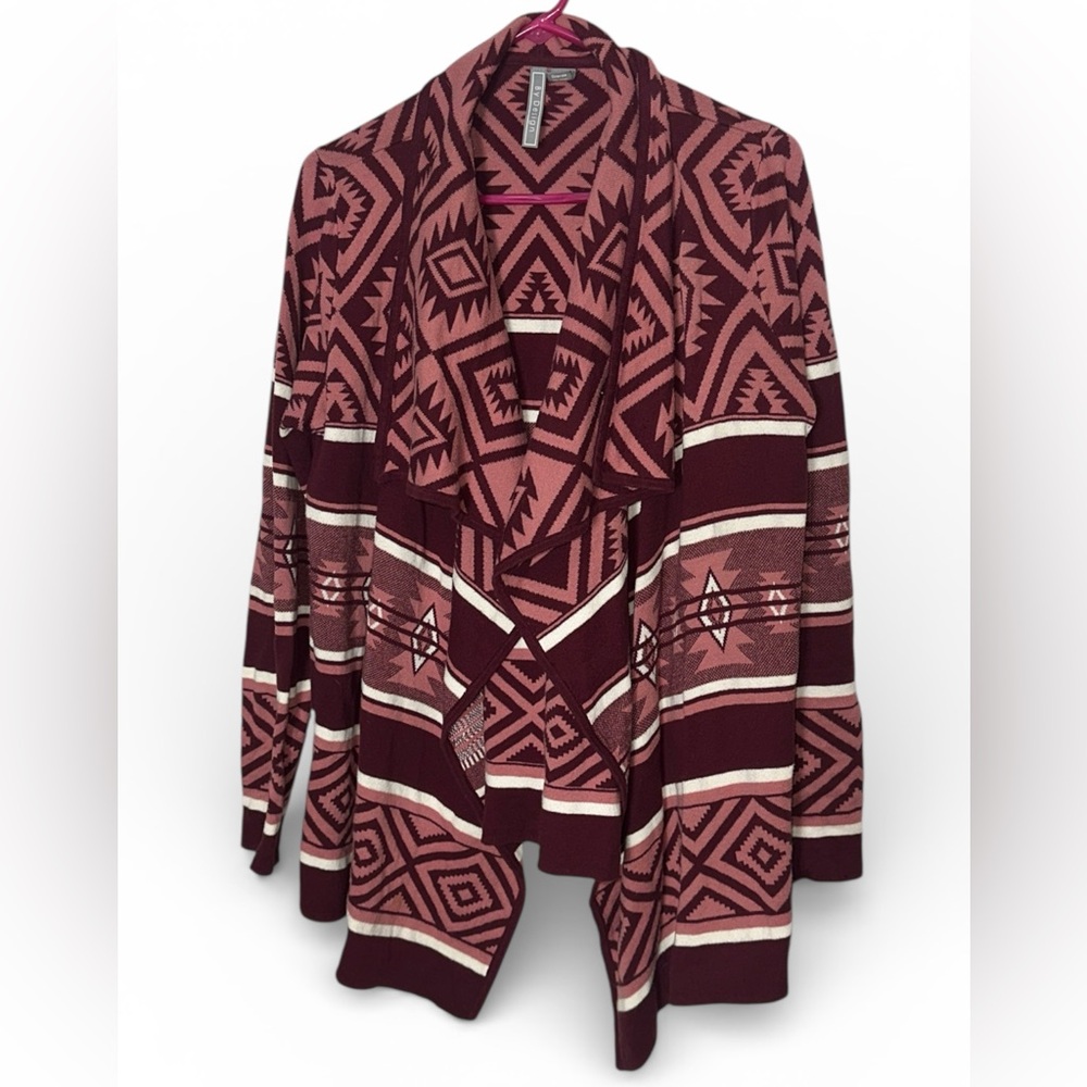 By Design large Waterfall Cardigan Sweater Tribal Aztec western front open - Picture 2 of 7